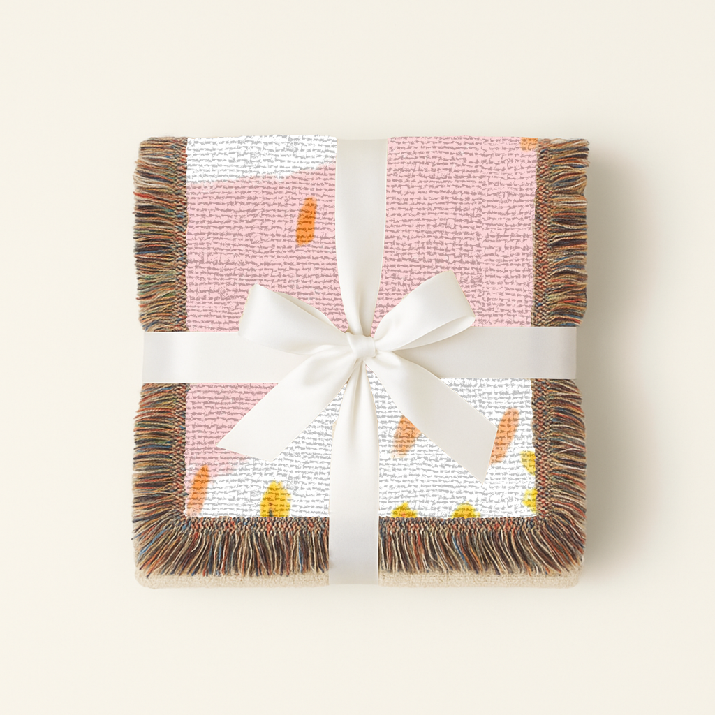 Hand Drawn Nature-Inspired Woven Blanket for Cozy Living