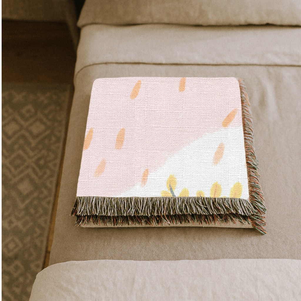 Hand Drawn Nature-Inspired Woven Blanket for Cozy Living