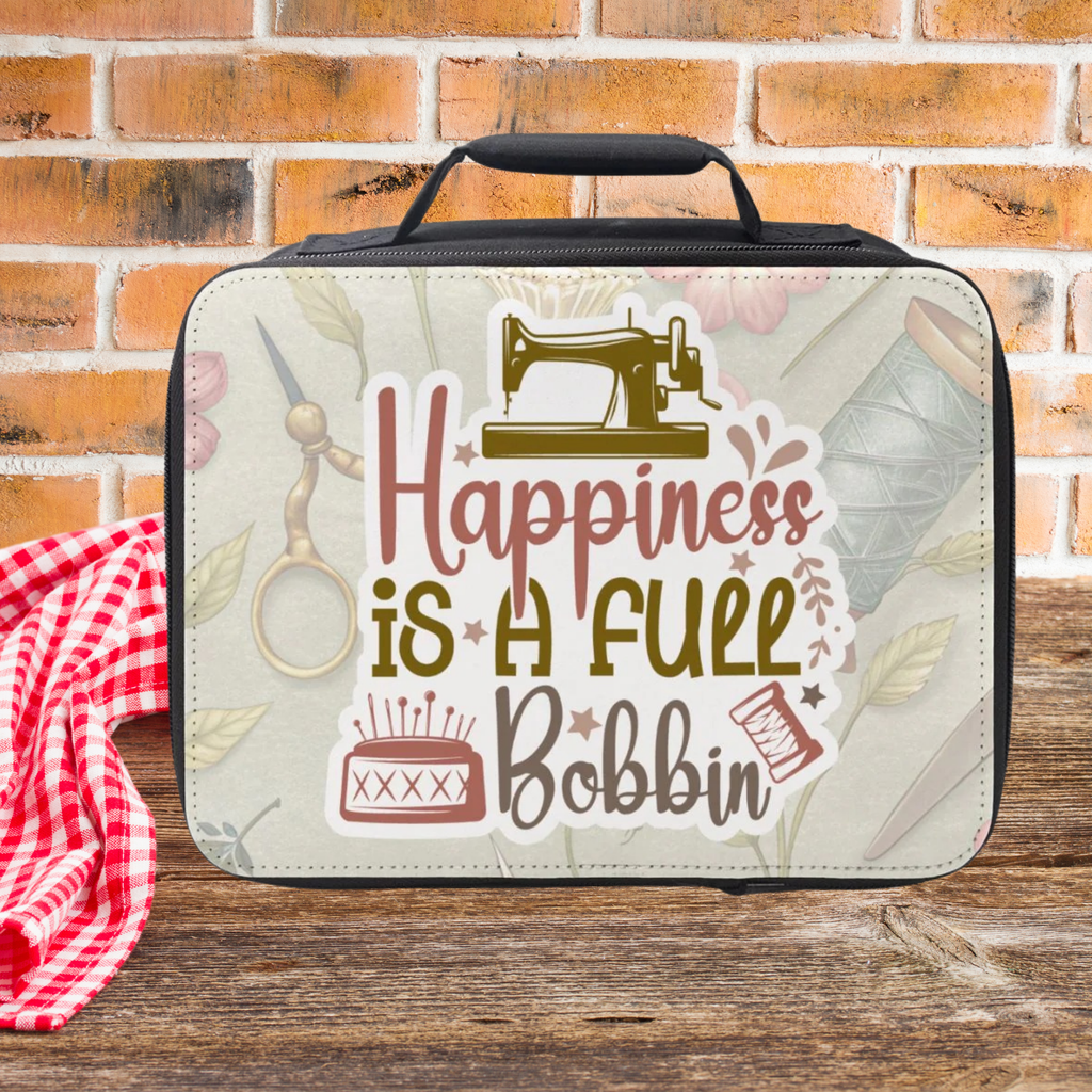 Happiness Is A Full Bobbin Insulated Lunch Bag - Sewing Theme Lunchbox