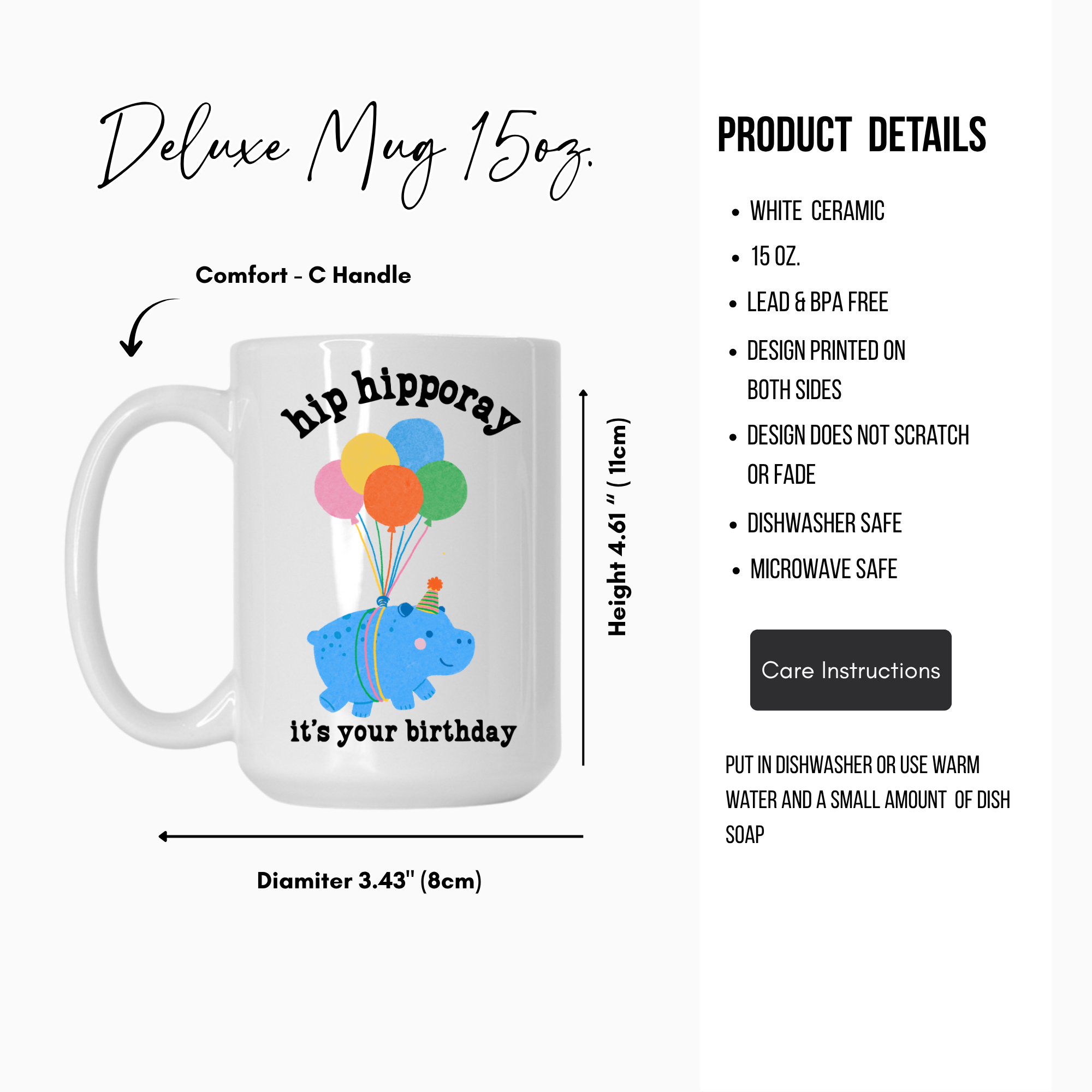 Hippo Birthday Mug 11oz. or 15oz.