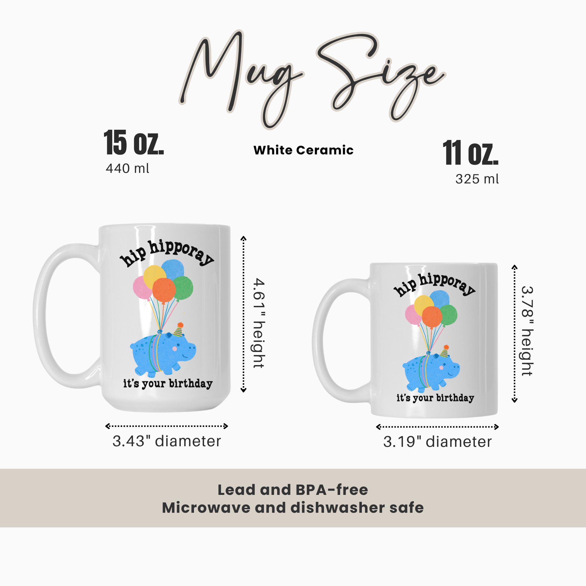 Hippo Birthday Mug 11oz. or 15oz.