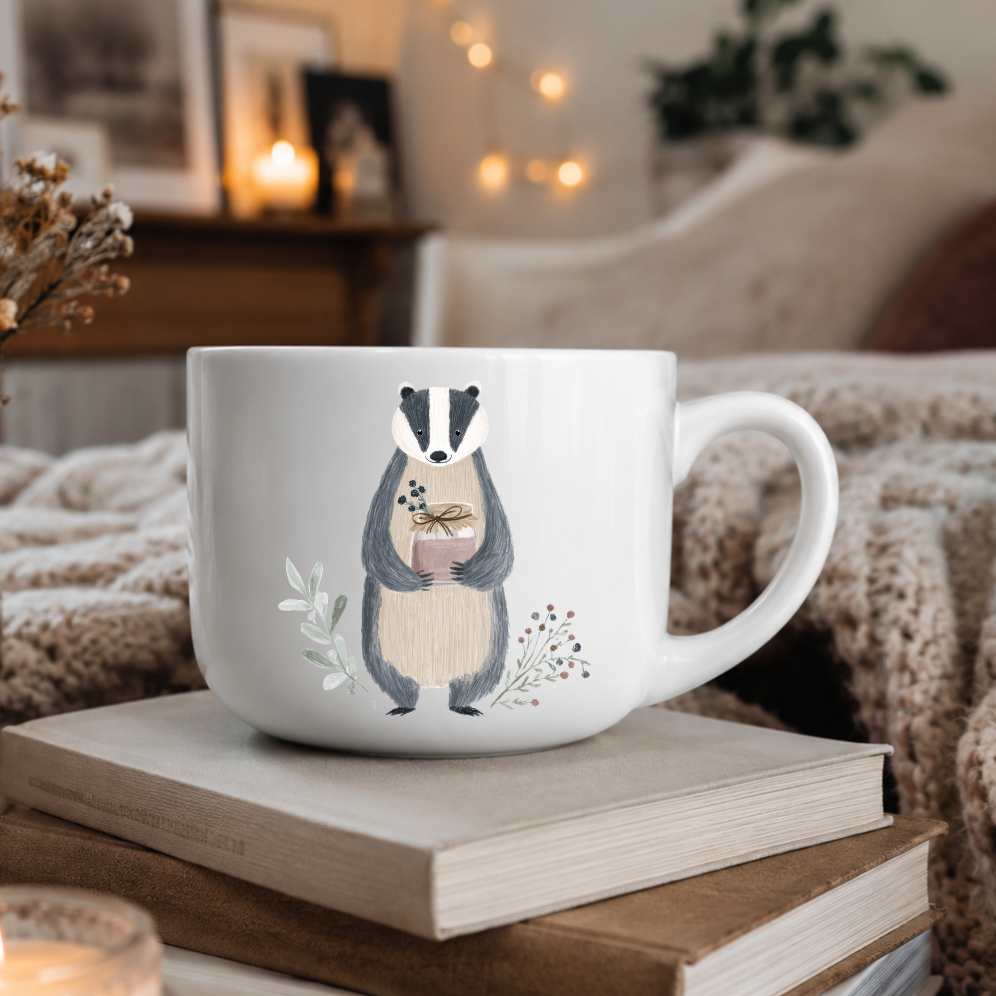 25oz Ceramic Latte Mug — Honey-Badger Coffee Cup