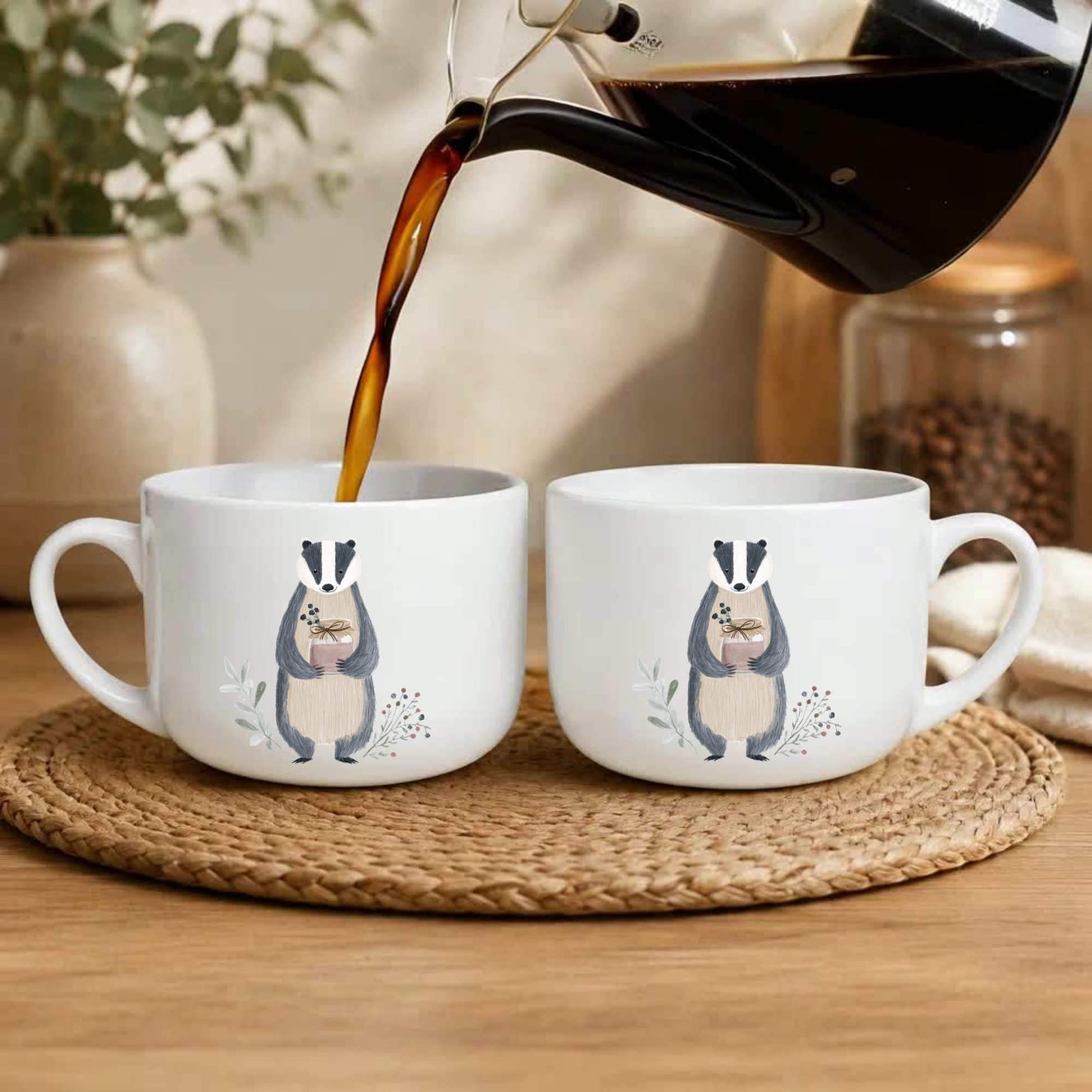 25oz Ceramic Latte Mug — Honey-Badger Coffee Cup