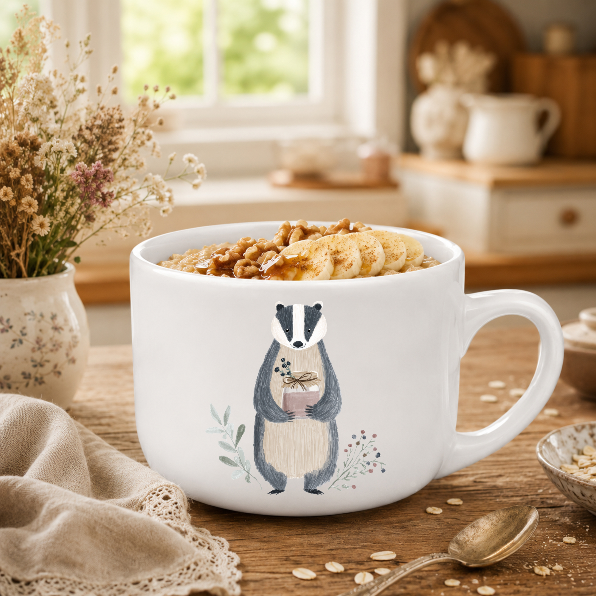 25oz Ceramic Latte Mug — Honey-Badger Coffee Cup