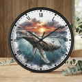 Humpback Whale Sunset Wall Clock — Ocean Animal Decor