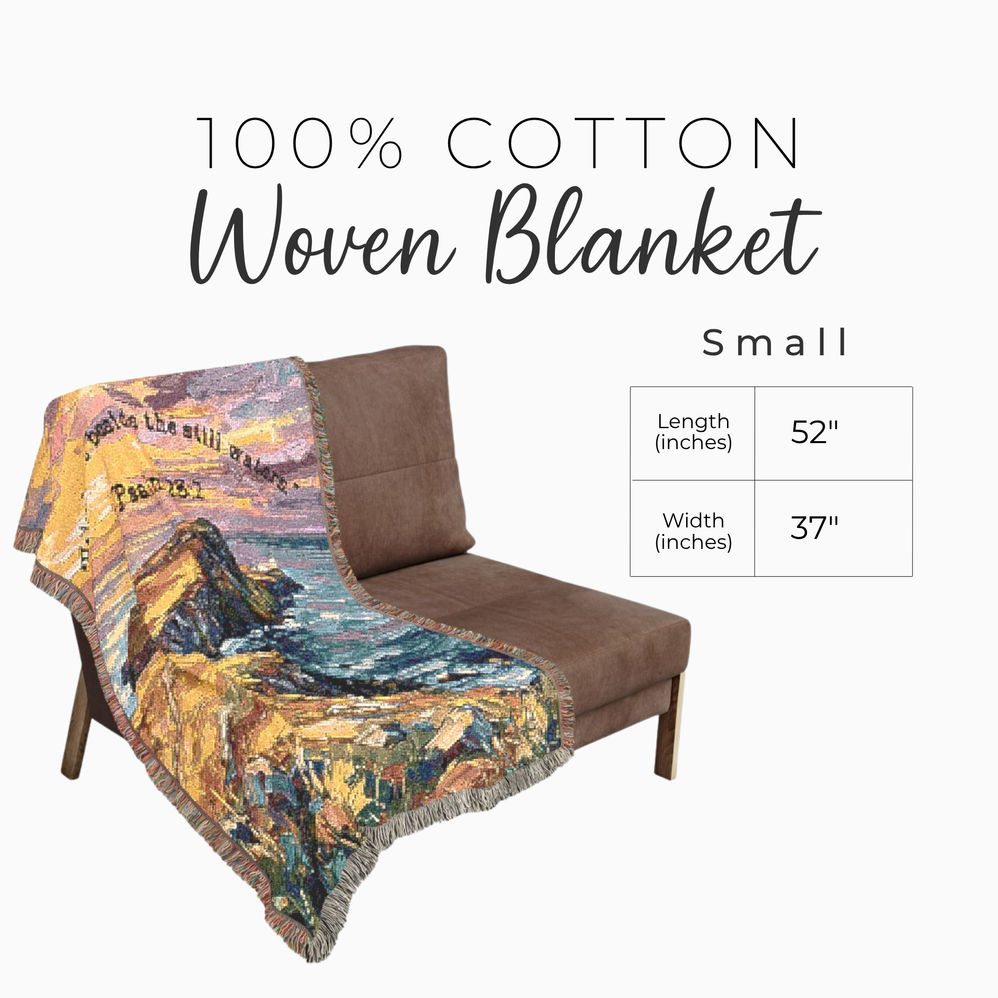 Impressionist Ocean Sunset Woven Blanket | Scripture Tapestry Throw