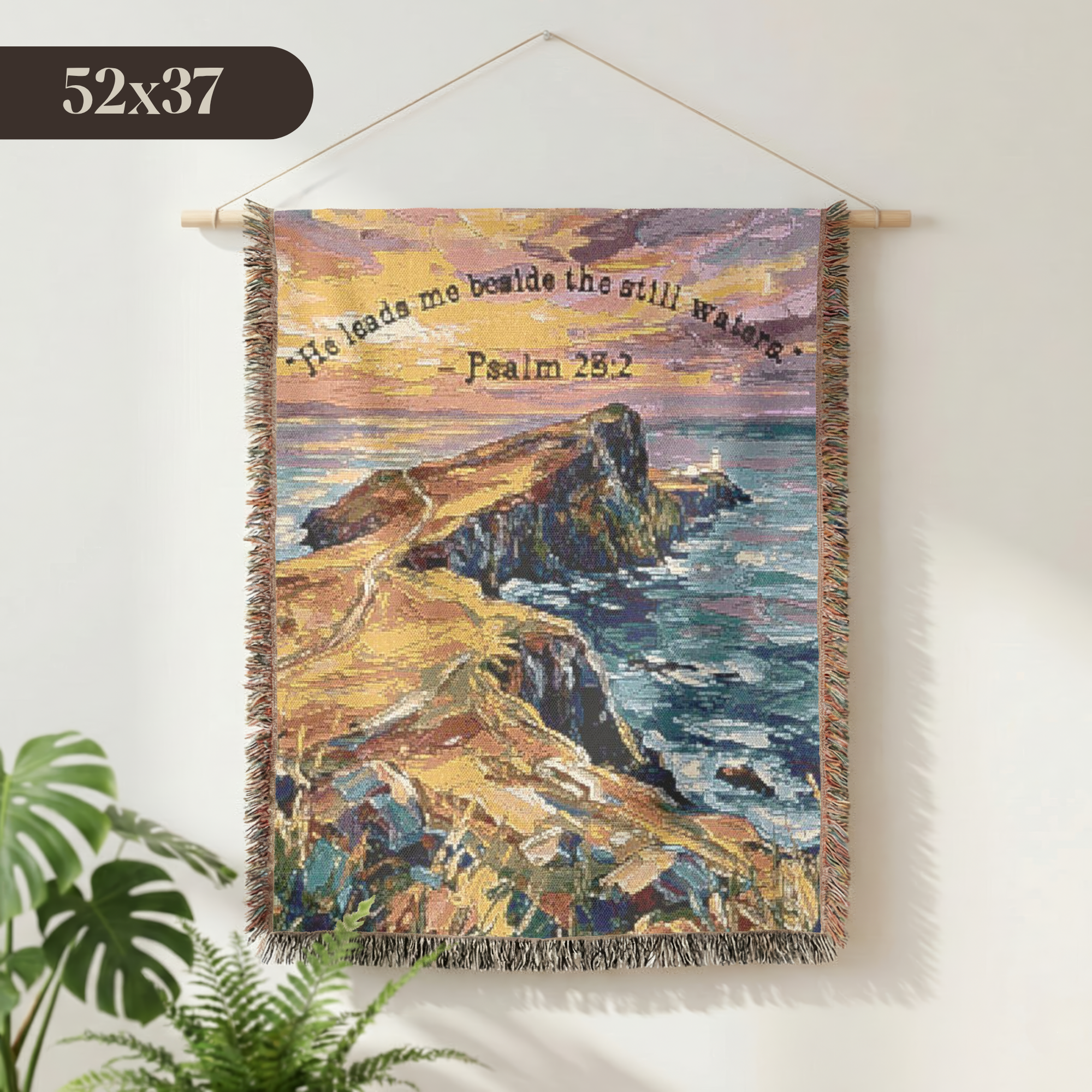 Impressionist Ocean Sunset Woven Blanket | Scripture Tapestry Throw