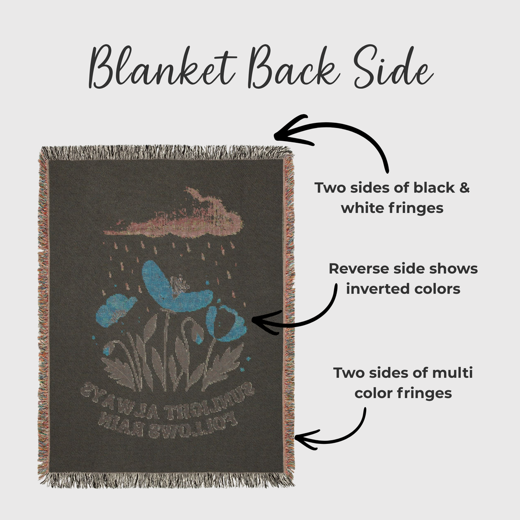 Inspirational Woven Blanket — 'Sunlight Always Follows Rain' Floral Throw Tapestry