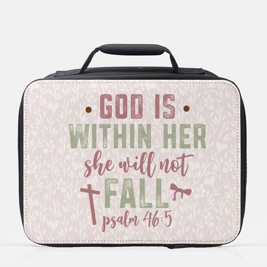  insulated lunch bag with motivational quote and cross design