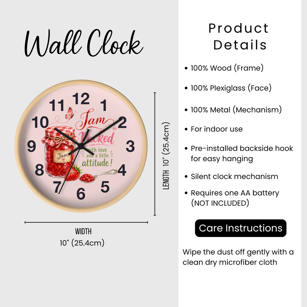 Kitchen Wall Clock — “Jam Packed with Love and a Little Attitude!”
