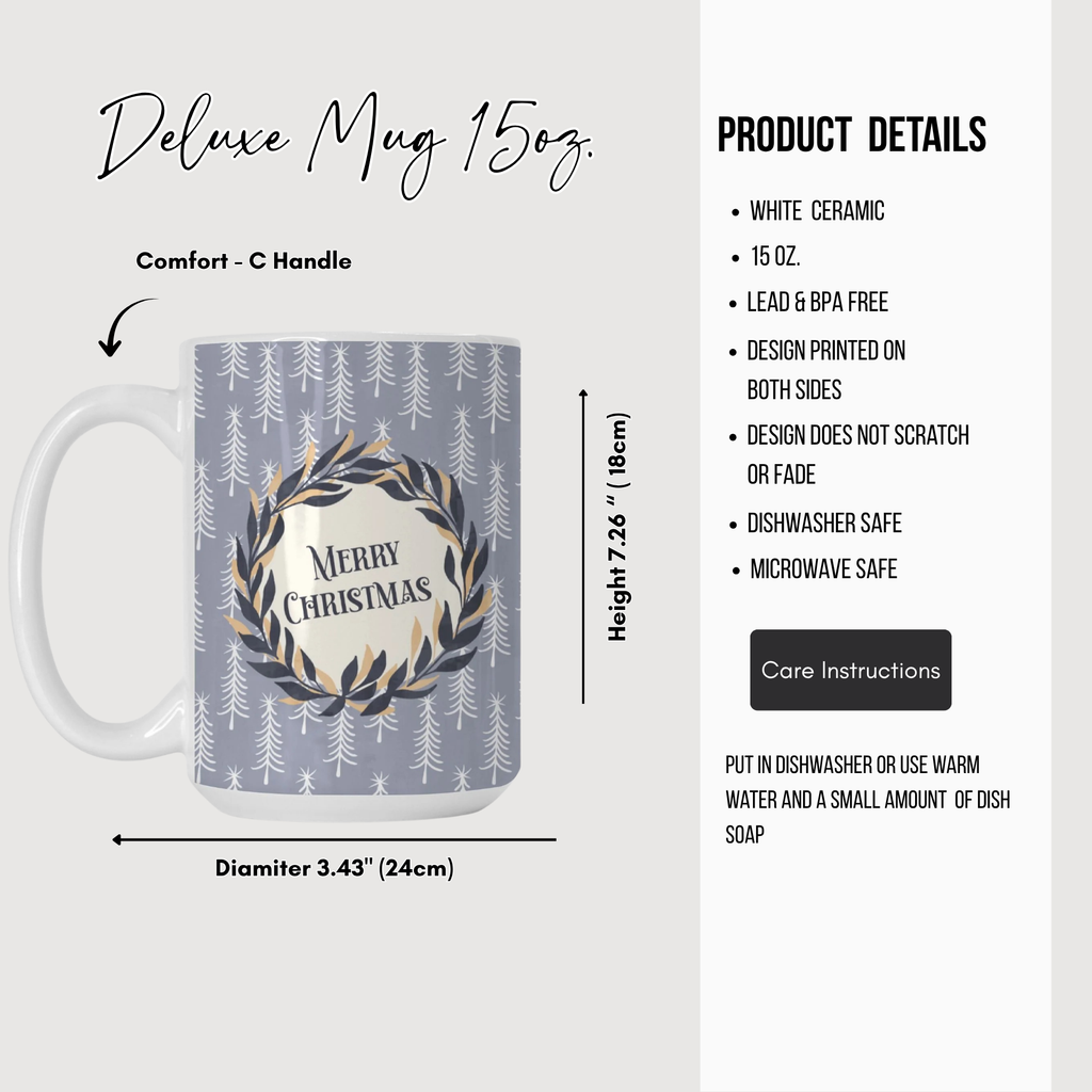 Merry Christmas Wreath Mug Deluxe 15oz.