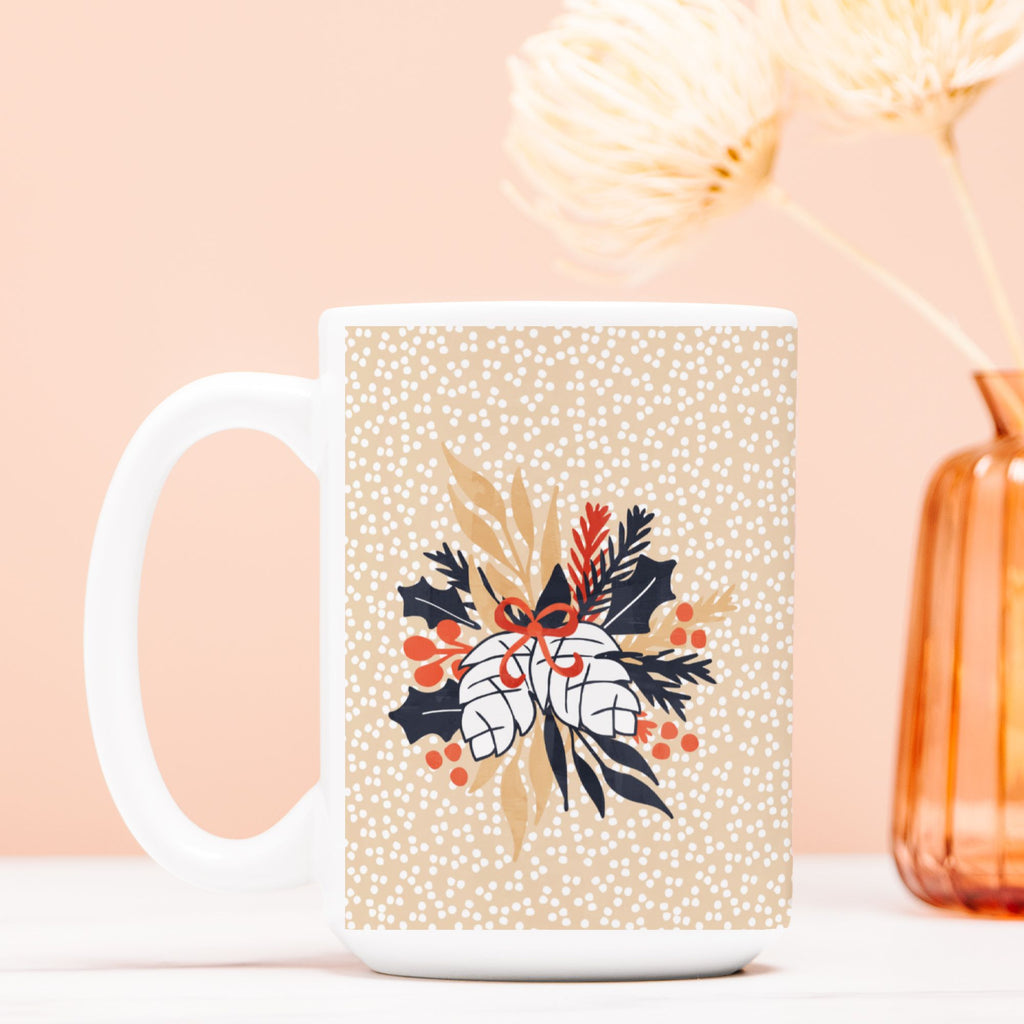 Mug with floral design on a beige background