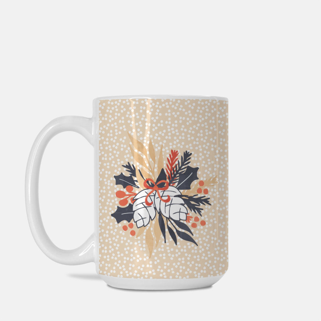 Mug with floral design on a beige background