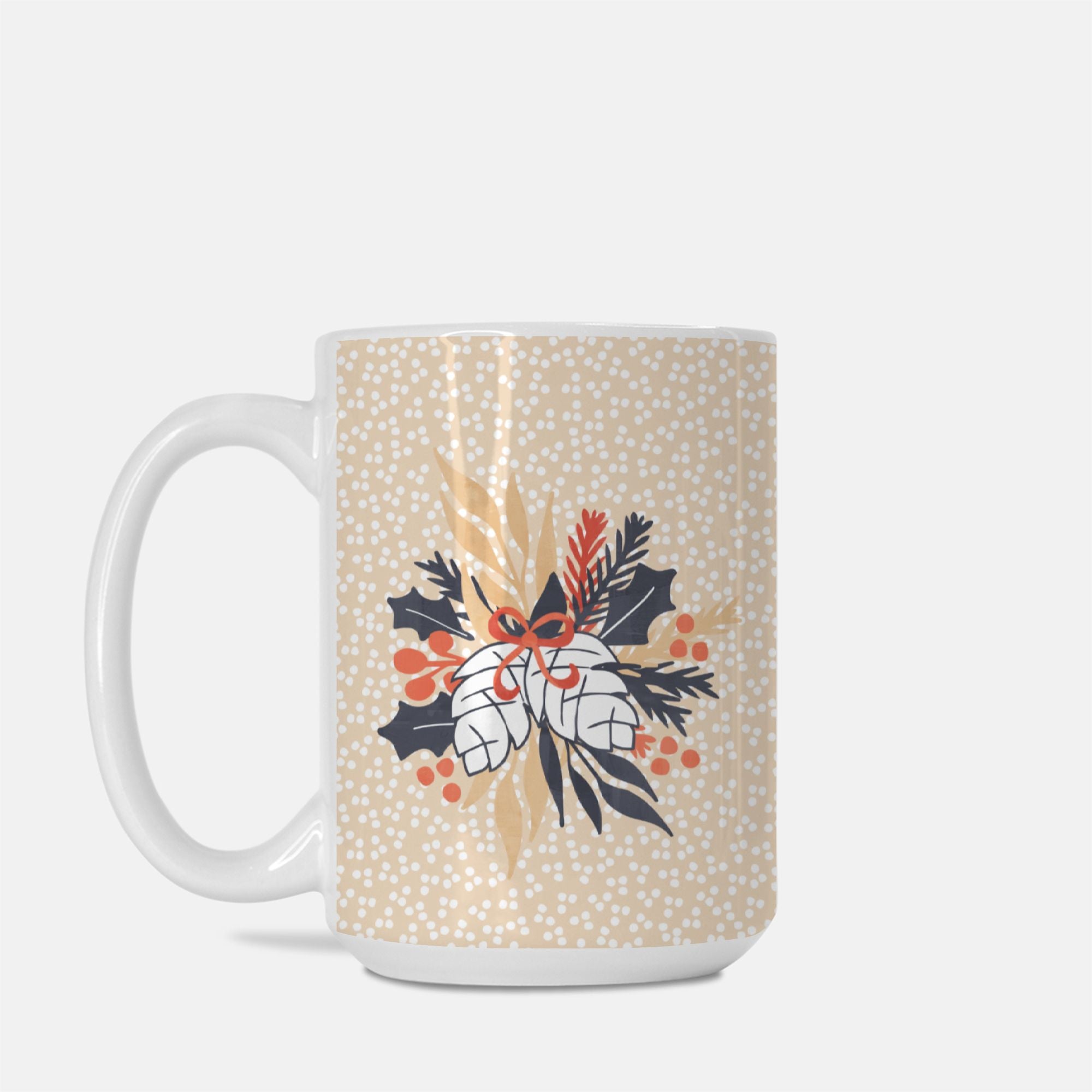 Mug with floral design on a beige background