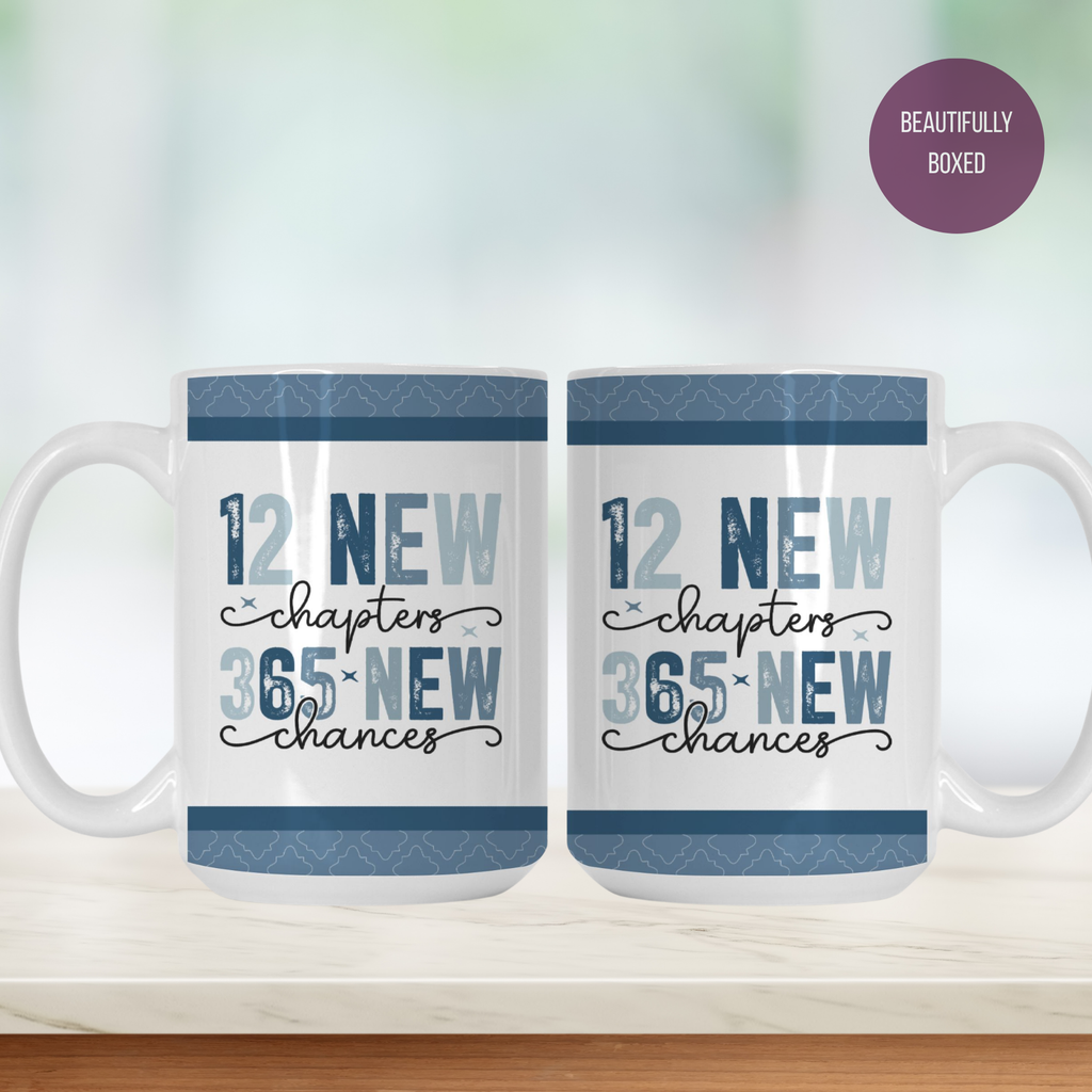 Two mugs with motivational quote on a white background