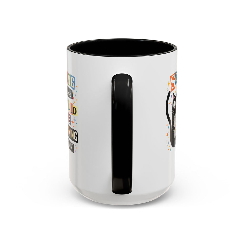 Office Cat Coffee Mug - Scrolling Instead of Working Black Accent 11/15oz