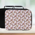Lunch bag with geometric origami chicken pattern on a white background