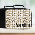Lunch bag with donut pattern and 'Sasha' text on a white background