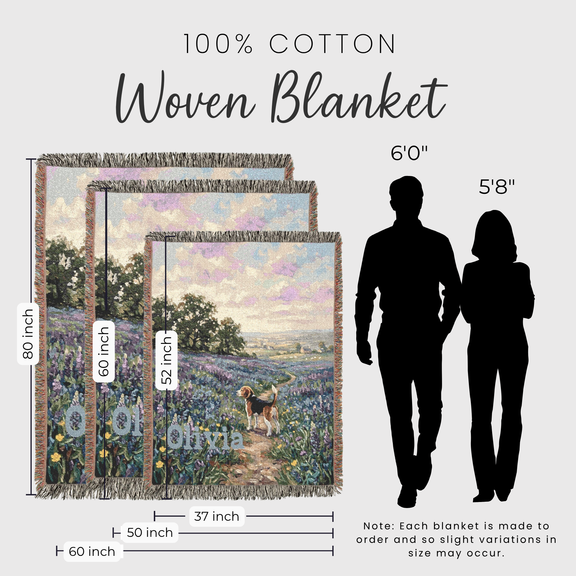 Personalized Beagle In Wildflowers Woven Blanket | Dog Tapestry Throw