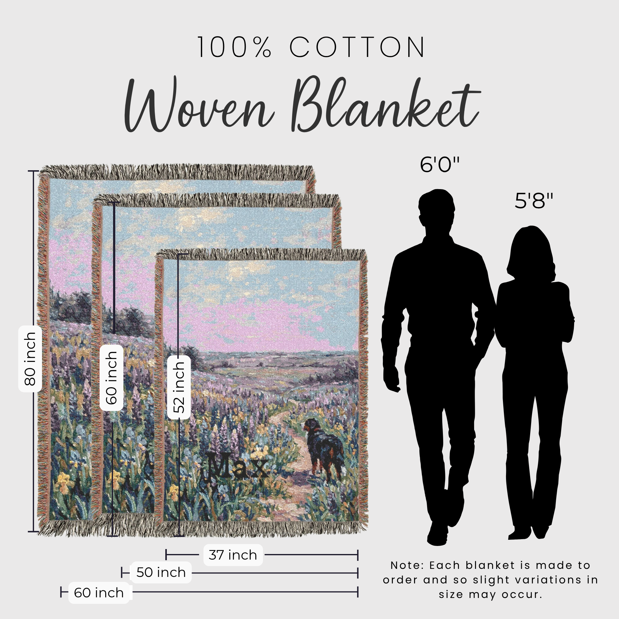 Personalized Bernese In Wildflowers Woven Blanket | Dog Tapestry Throw