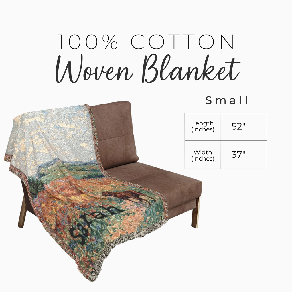 Personalized Chocolate Labrador In Wildflowers Woven Blanket | Dog Tapestry Throw