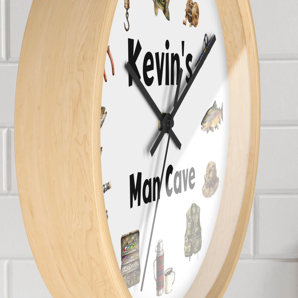Fishing Cabin Wall Clock — Personalized 'Dale's Fishing Cabin' Rustic Cabin Decor Gift