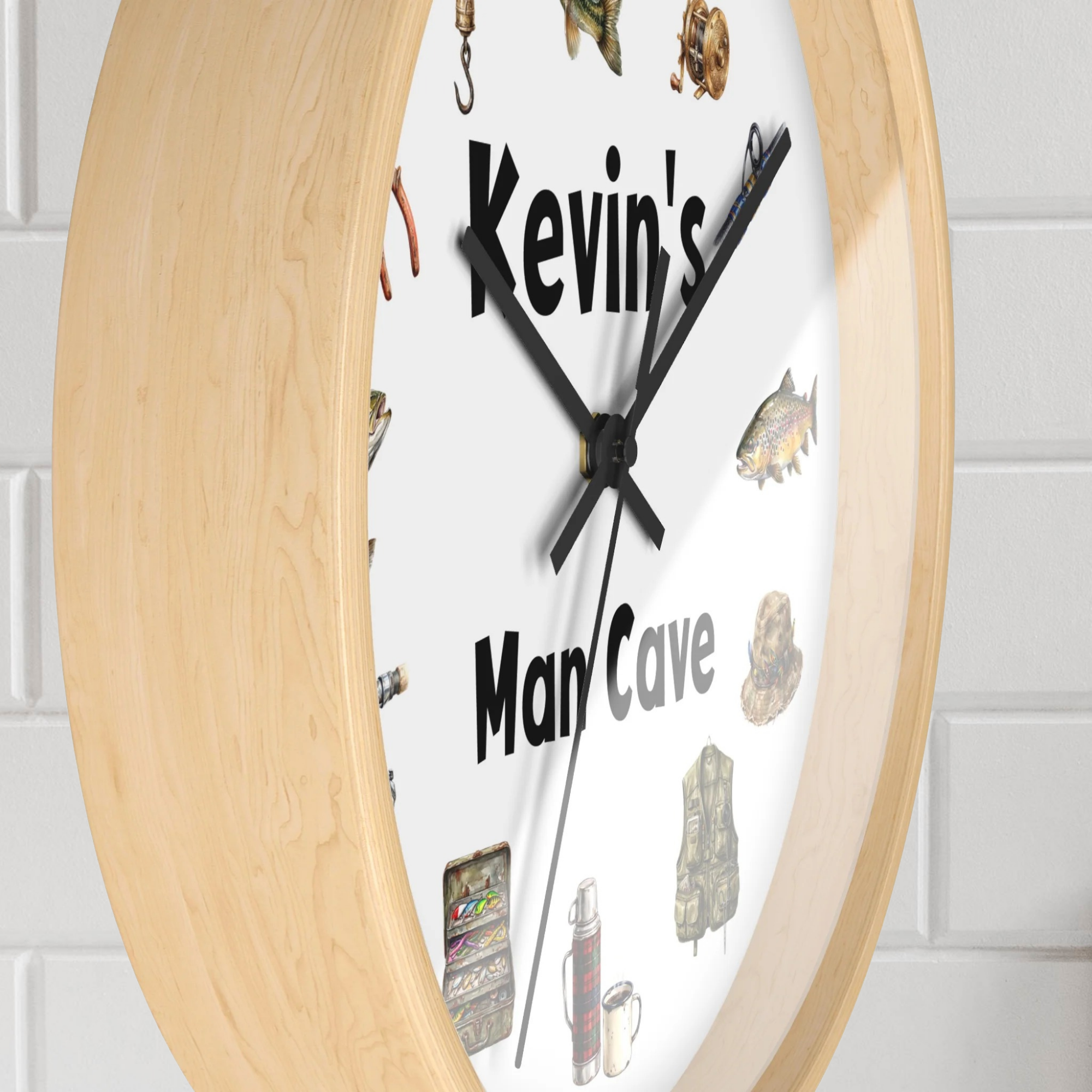 Fishing Cabin Wall Clock — Personalized 'Dale's Fishing Cabin' Rustic Cabin Decor Gift