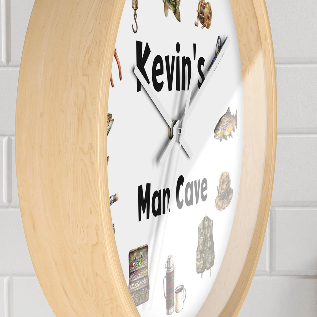 Fishing Cabin Wall Clock — Personalized 'Dale's Fishing Cabin' Rustic Cabin Decor Gift