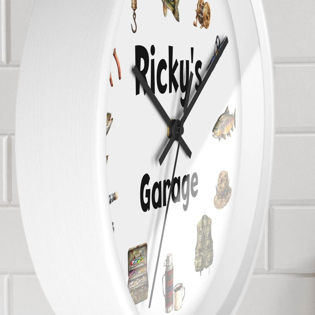 Fishing Cabin Wall Clock — Personalized 'Dale's Fishing Cabin' Rustic Cabin Decor Gift