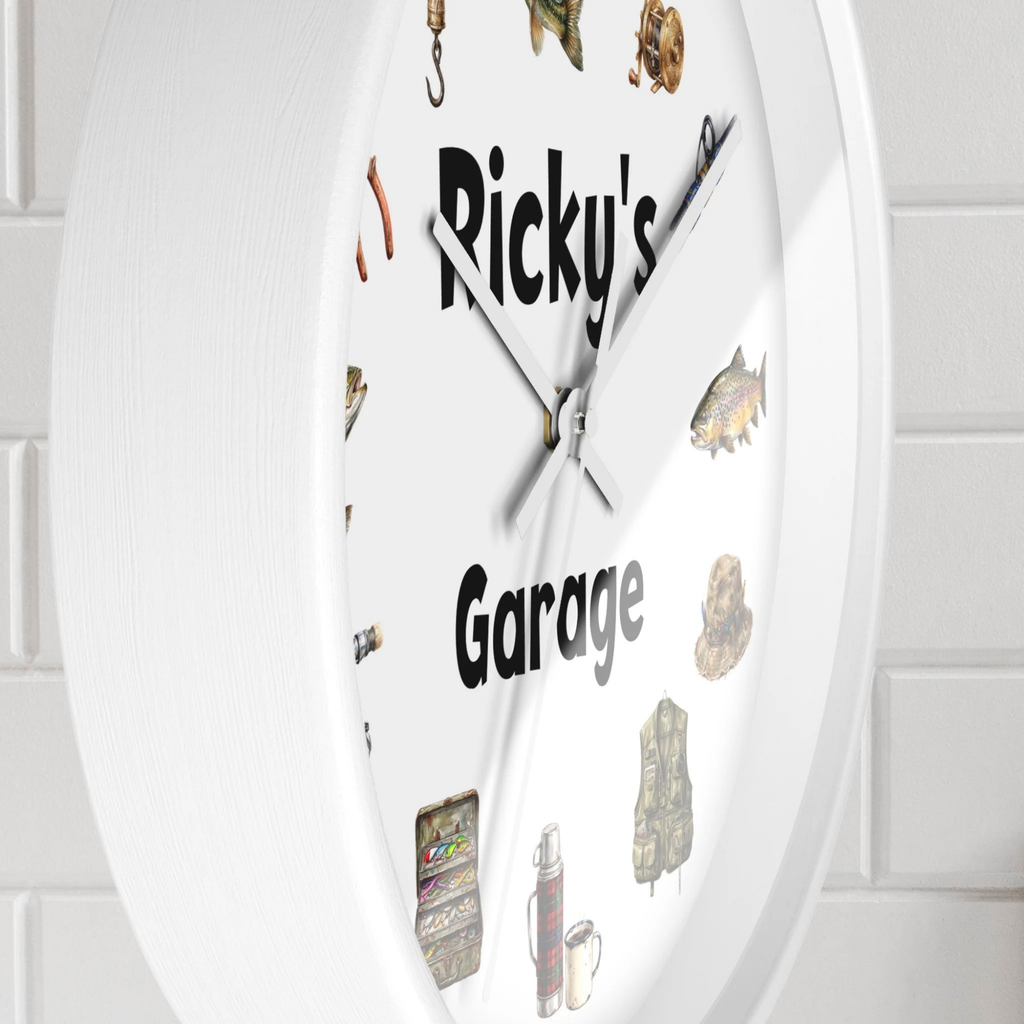 Fishing Cabin Wall Clock — Personalized 'Dale's Fishing Cabin' Rustic Cabin Decor Gift