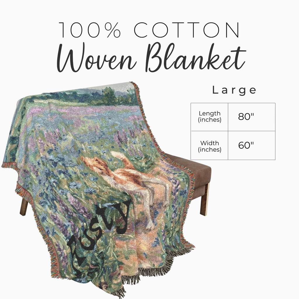 Personalized Jack Russell Terrier In Wildflowers Woven Blanket | Dog Tapestry Throw