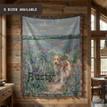 Personalized Jack Russell Terrier In Wildflowers Woven Blanket | Dog Tapestry Throw