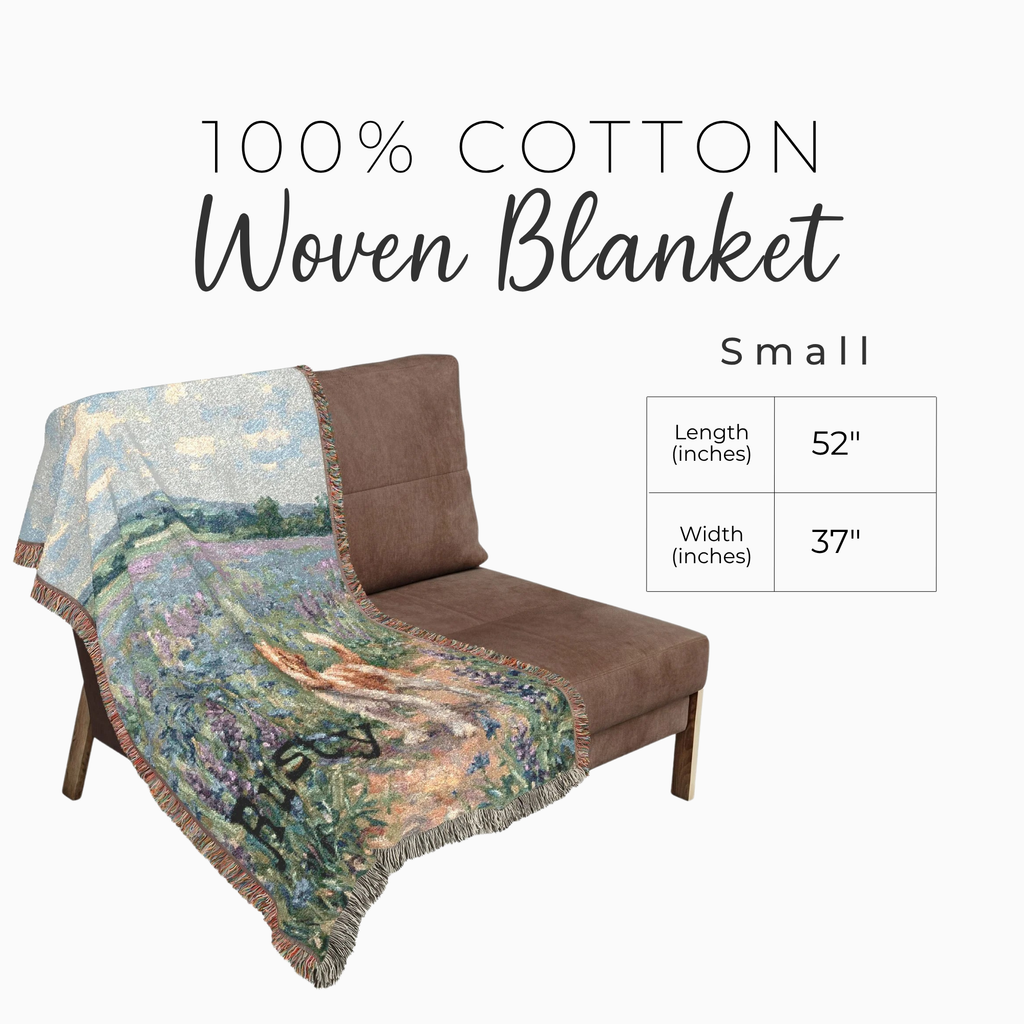 Personalized Jack Russell Terrier In Wildflowers Woven Blanket | Dog Tapestry Throw