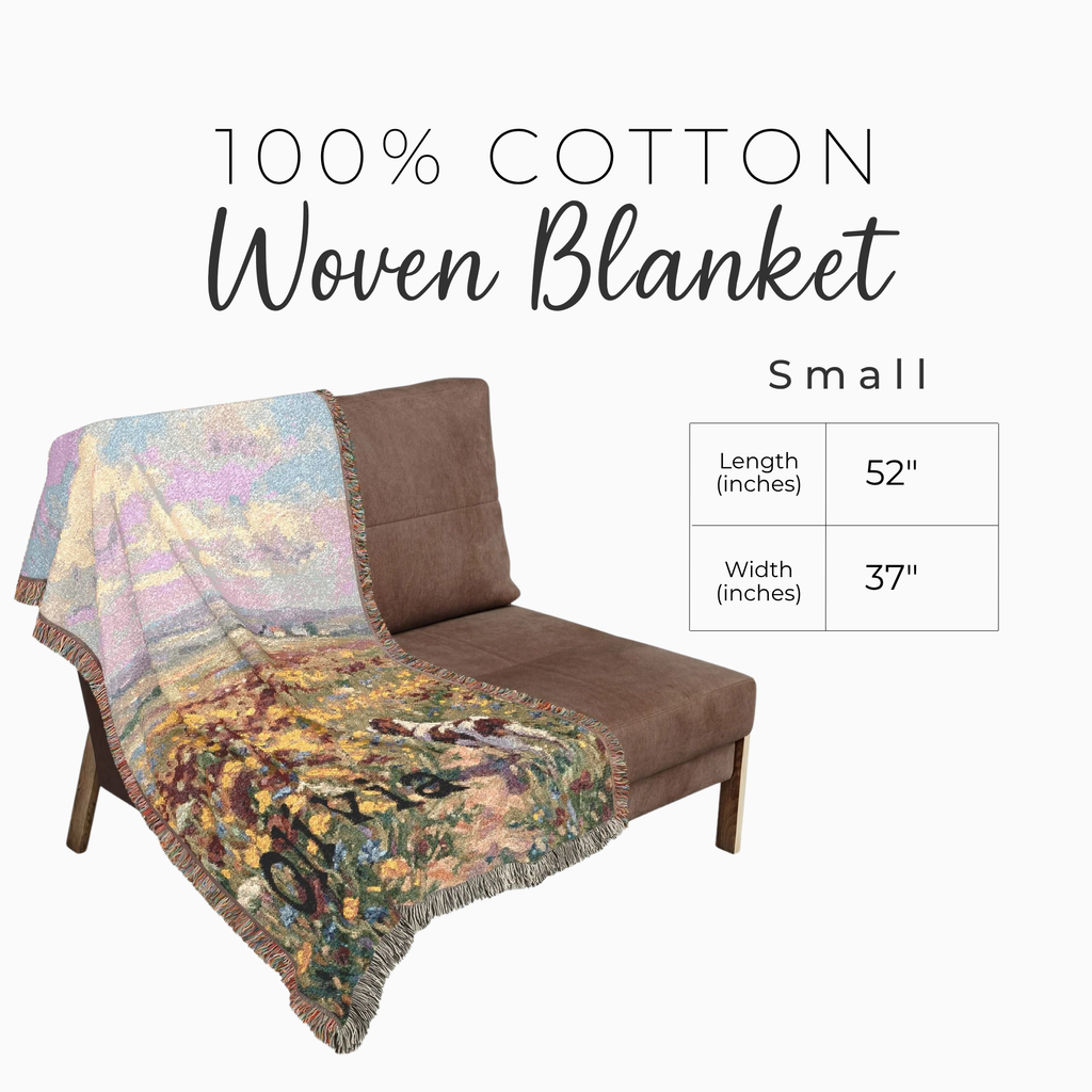Personalized Springer Spaniel In Wildflowers Woven Blanket | Dog Tapestry Throw