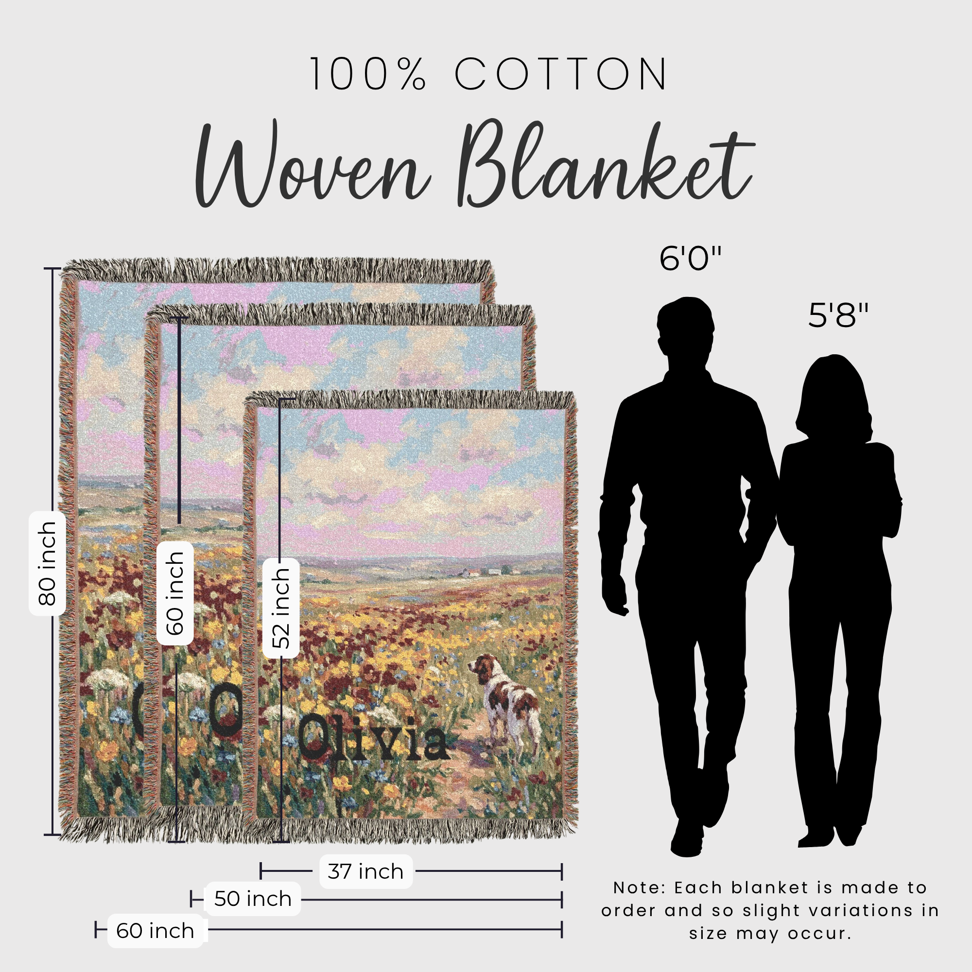 Personalized Springer Spaniel In Wildflowers Woven Blanket | Dog Tapestry Throw