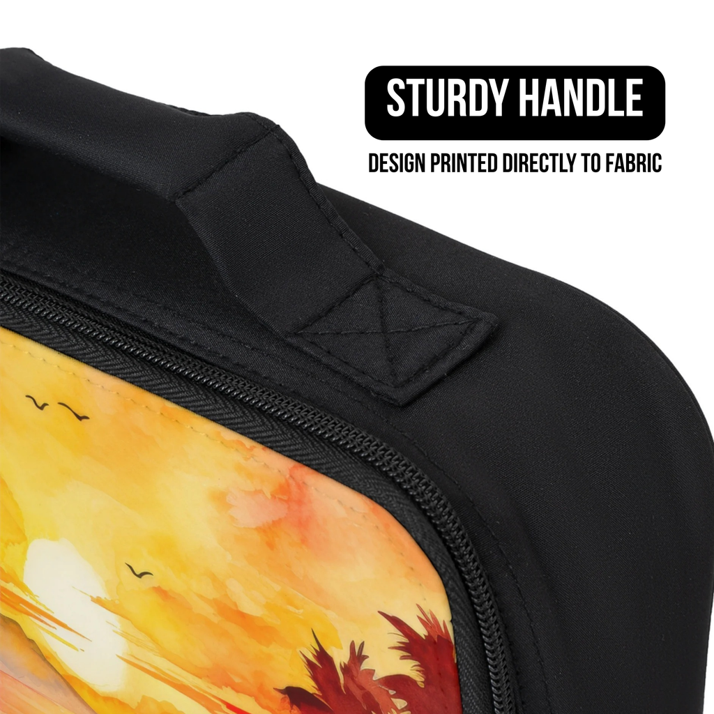 Personalized Sunset Beach Lunch Bag — Custom Summer Lunchbox