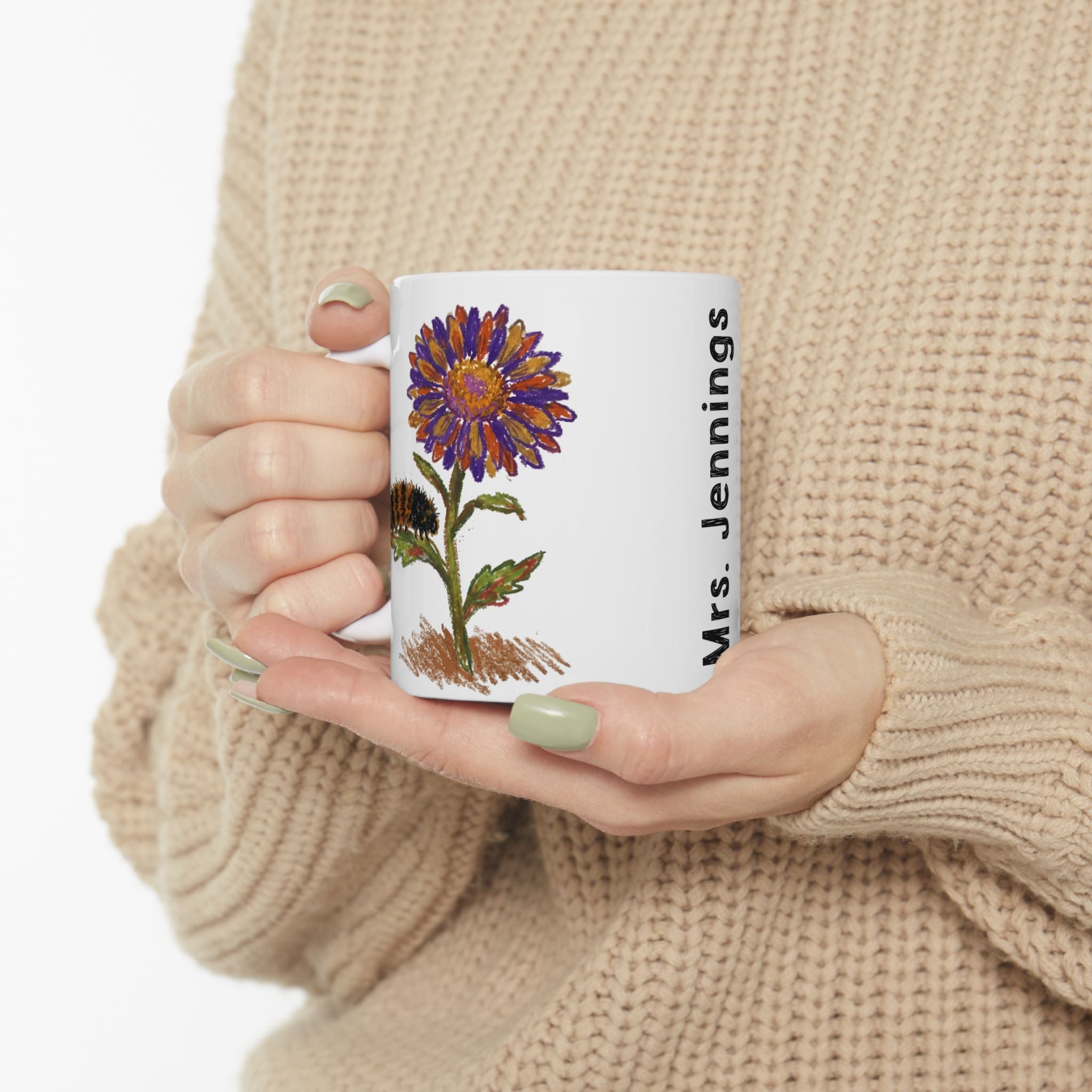 Personalized Floral Caterpillar Teacher Mug