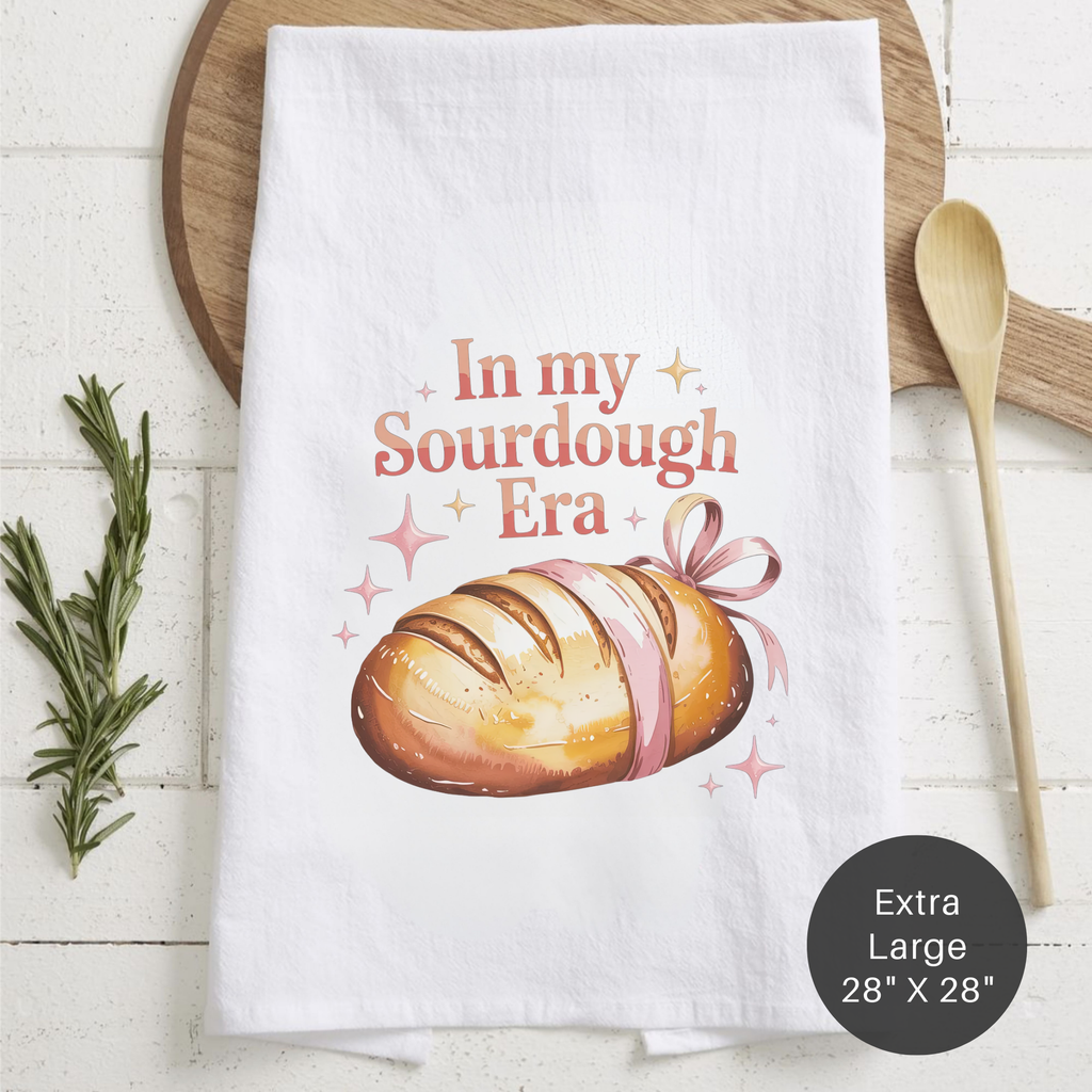 Pink In My Sourdough Era Tea Towel (Flour Sack)