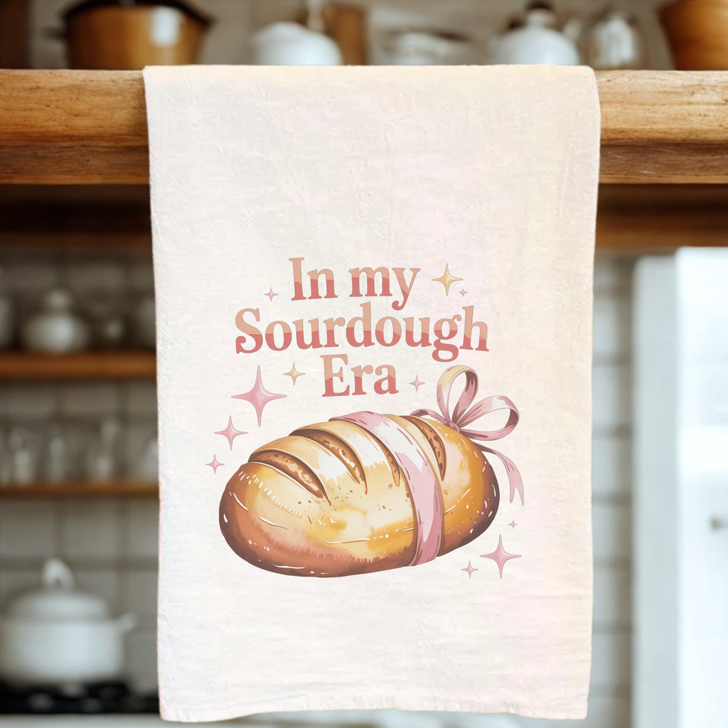 Pink In My Sourdough Era Tea Towel (Flour Sack)