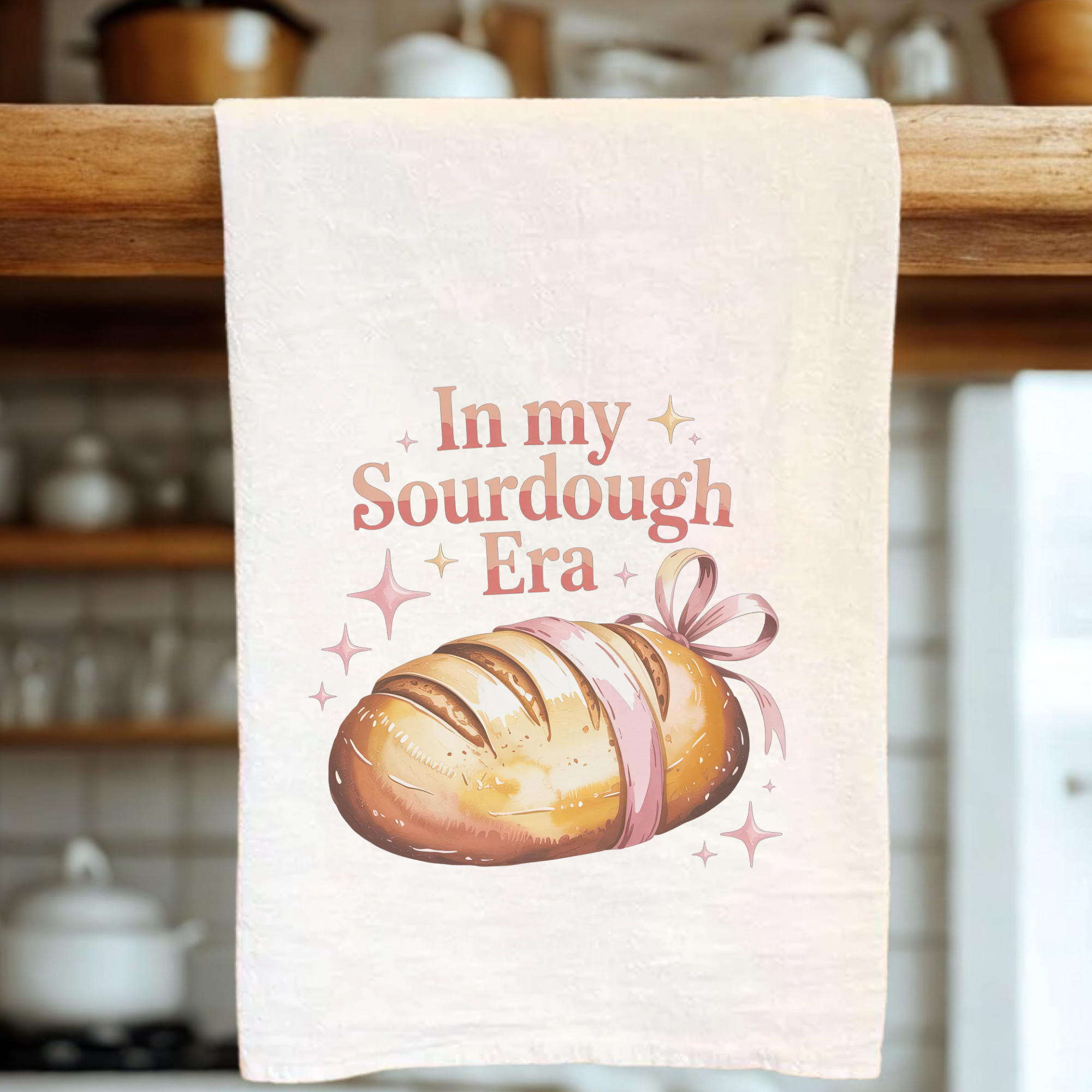 Pink In My Sourdough Era Tea Towel (Flour Sack)