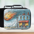  insulated lunch bag with a pizza shop and meteor design