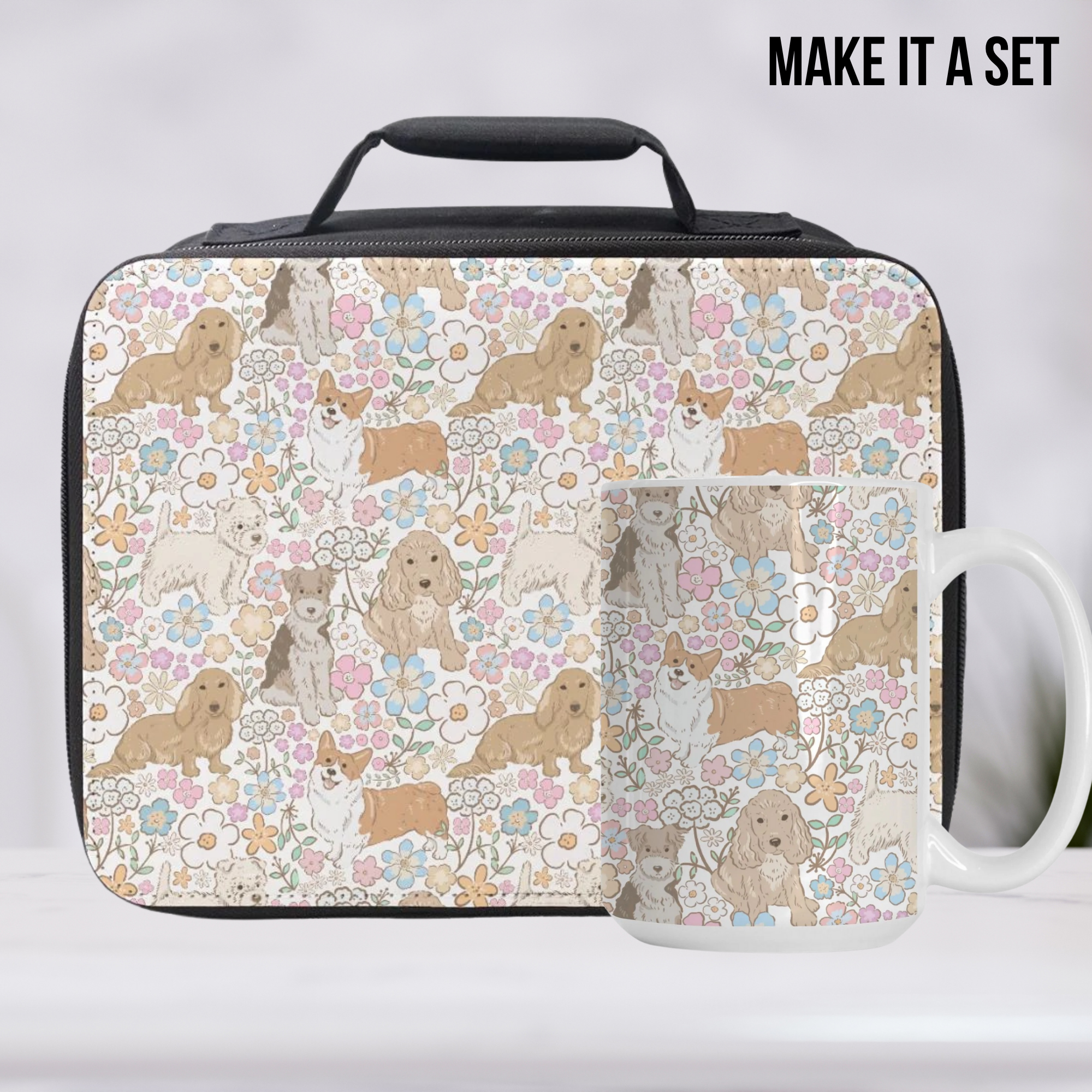 Popular Puppy Dog Pattern Insulated Lunch Bag