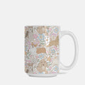 Mug with dog and floral pattern on a white background