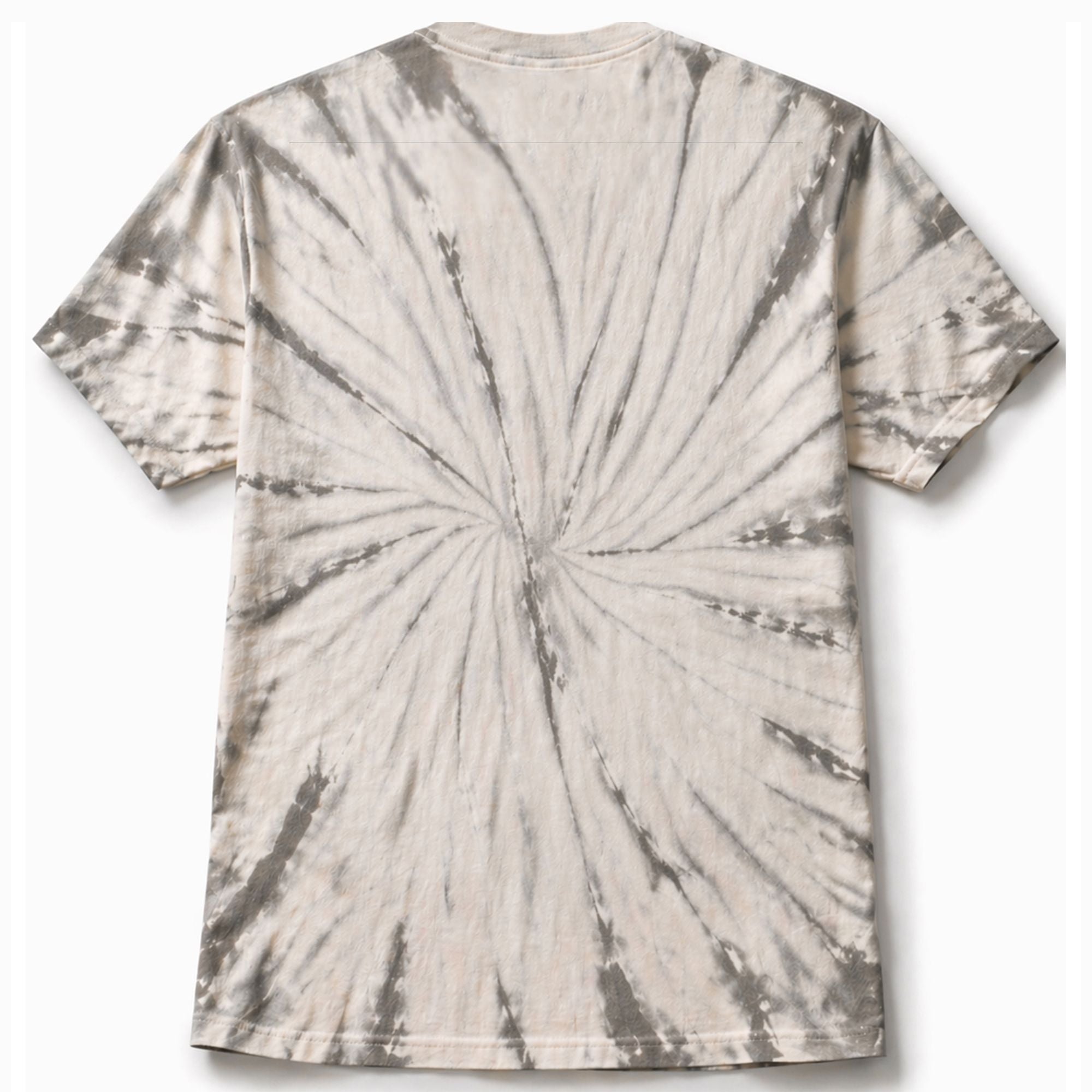 Spider Silver Tie-dye t-shirt with a spiral pattern on a white background