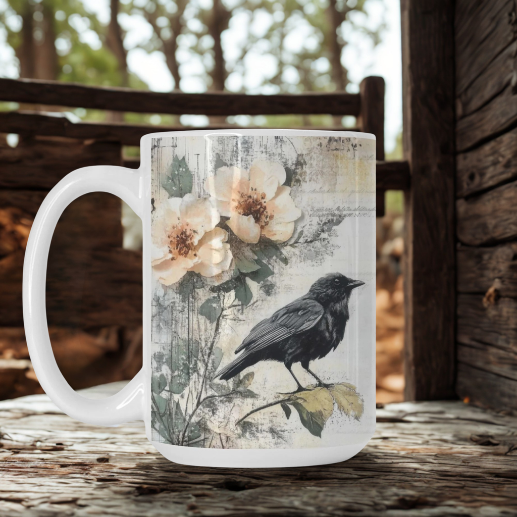 Raven & Peony Vintage Art Mug Deluxe 15oz.