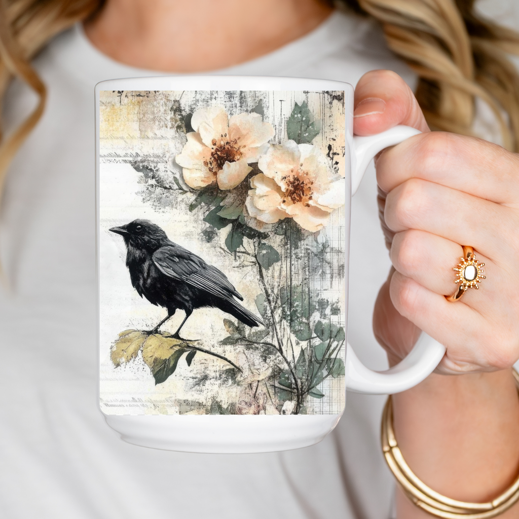Raven & Peony Vintage Art Mug Deluxe 15oz.