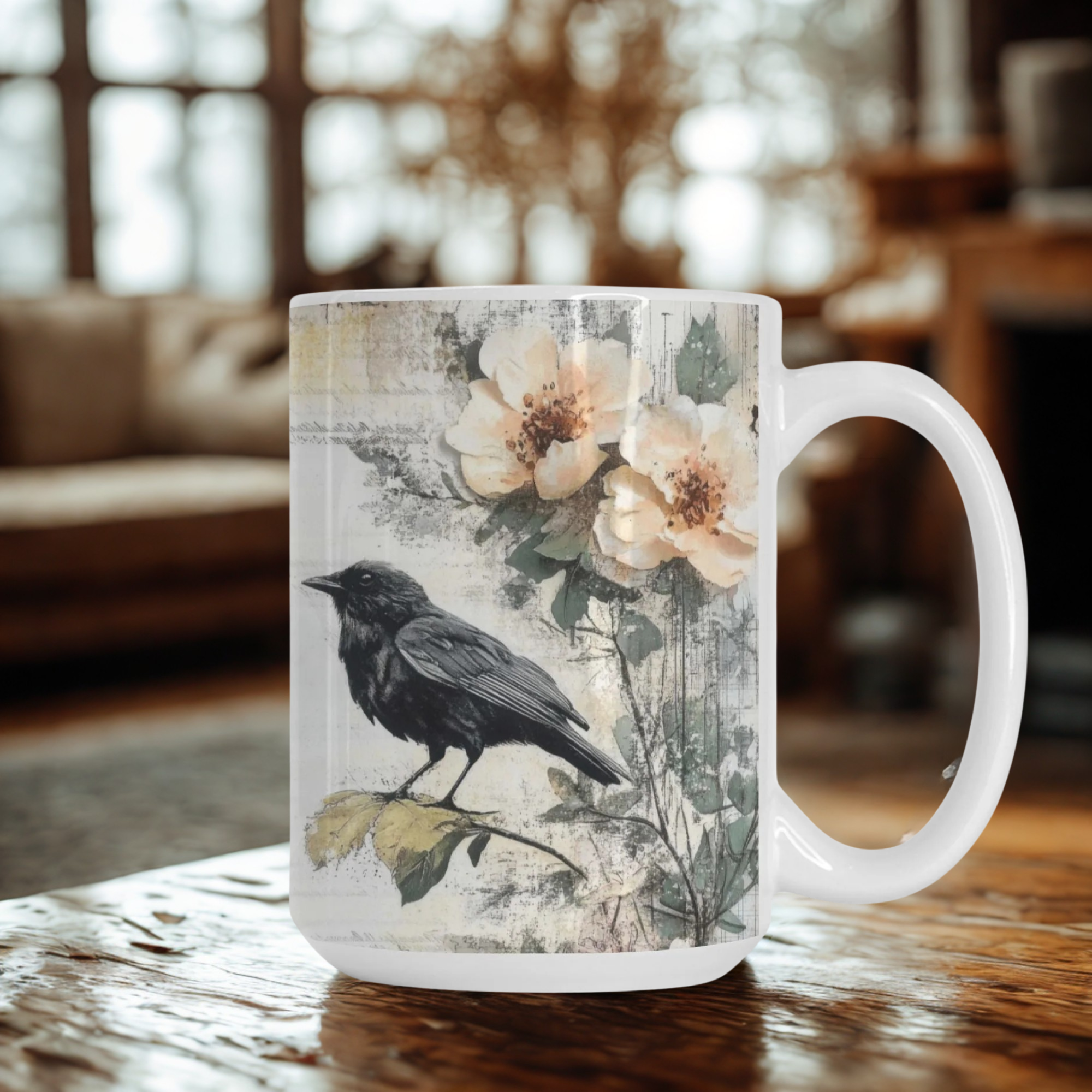 Raven & Peony Vintage Art Mug Deluxe 15oz.