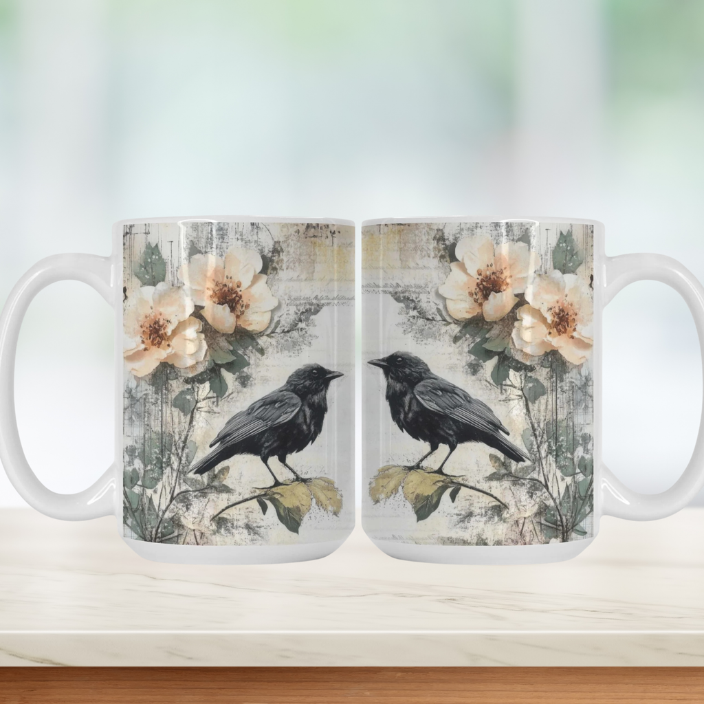 Raven & Peony Vintage Art Mug Deluxe 15oz.