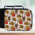  insulated lunch bag with cartoon food design on a white background