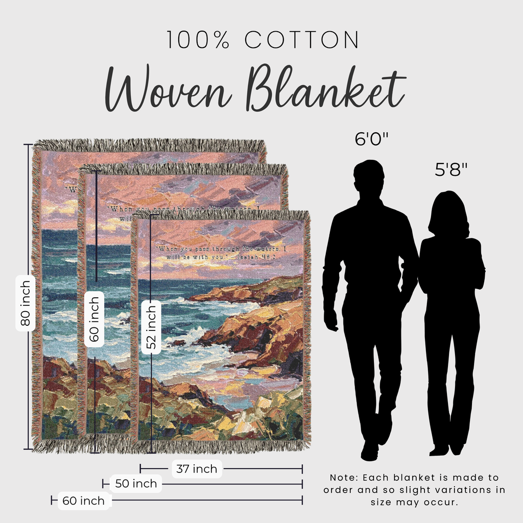 Ocean Cliff Woven Blanket - Scenic Coastal Scripture Throw for Home Decor